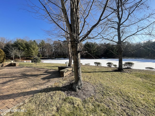 view of yard featuring a water view