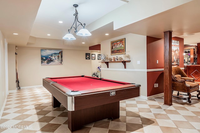 game room featuring billiards and bar