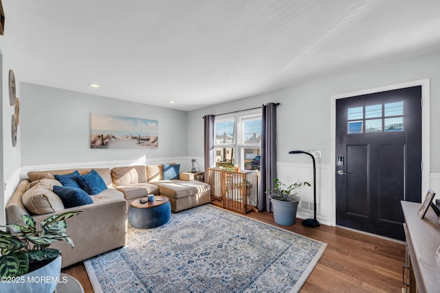 living room with hardwood / wood-style flooring