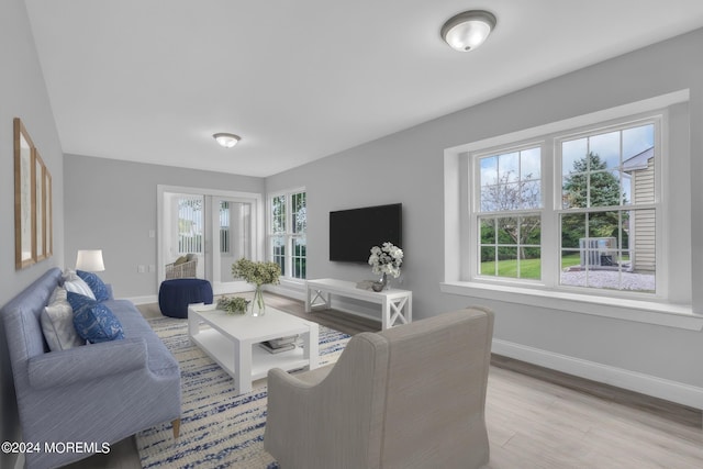 living room featuring light wood-type flooring