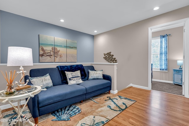 living room with hardwood / wood-style floors