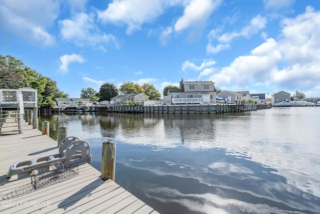 view of dock featuring a water view