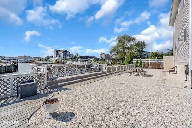 view of yard with a water view