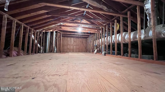 view of unfinished attic