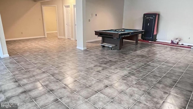 playroom featuring tile patterned flooring and pool table