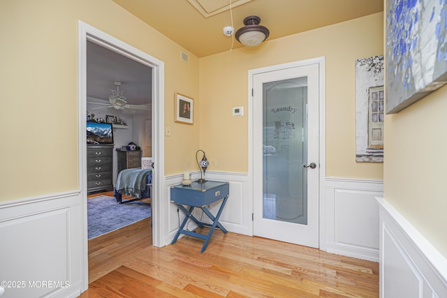 interior space with light hardwood / wood-style flooring