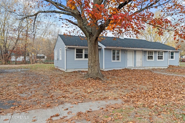 view of single story home