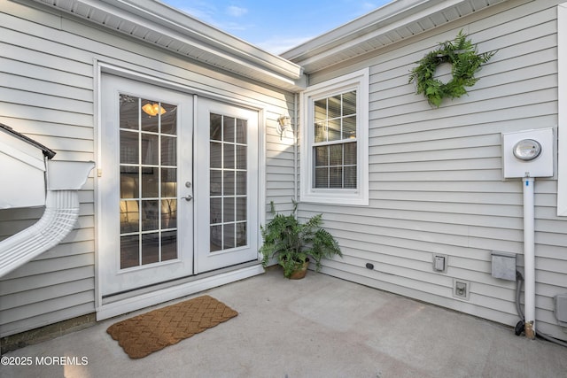 doorway to property featuring french doors and a patio area