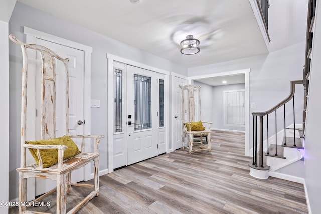 entrance foyer with light wood-type flooring