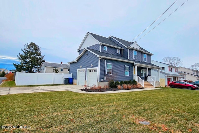 view of front of home featuring a front lawn and a porch