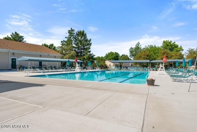 view of pool featuring a patio