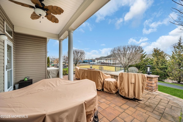 view of patio / terrace with ceiling fan