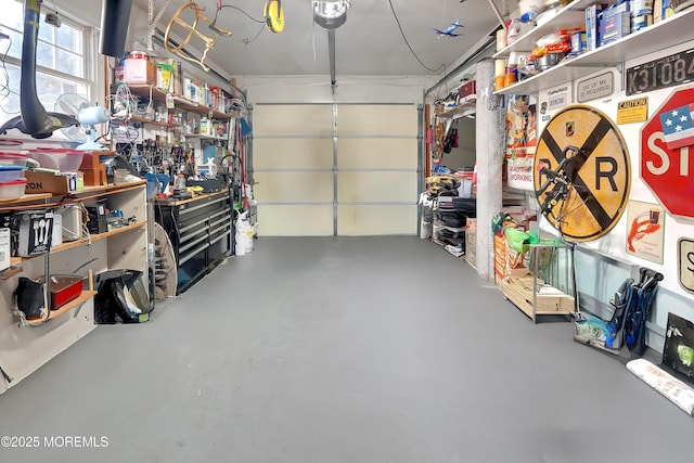 garage with a garage door opener