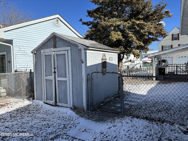 view of snow covered structure