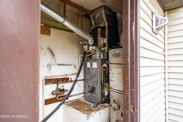 utility room with water heater