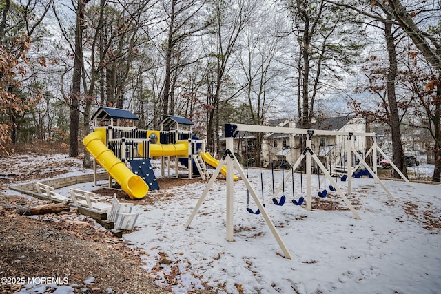 view of snow covered playground