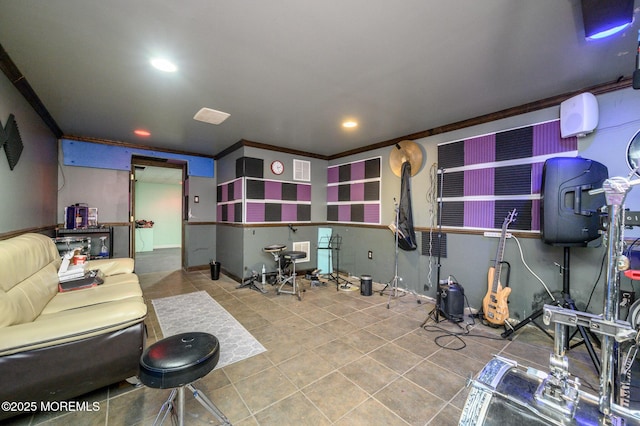 interior space with crown molding