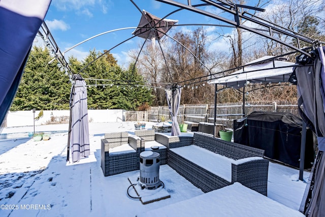 view of patio with outdoor lounge area and area for grilling