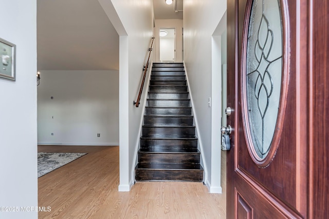 entrance foyer with light wood-type flooring