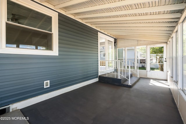 view of unfurnished sunroom