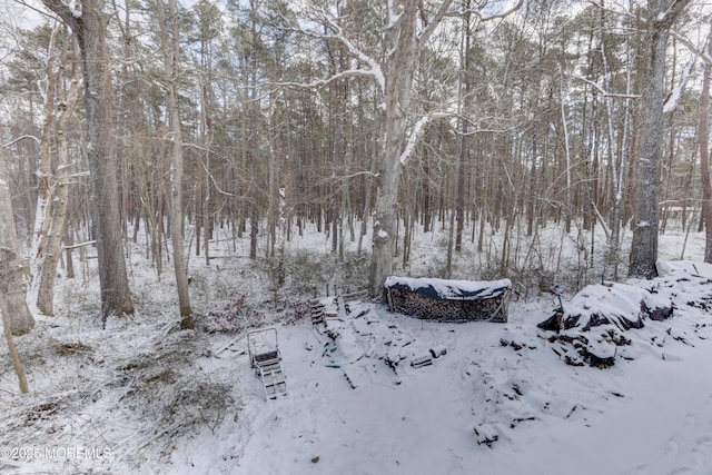 view of snow covered land