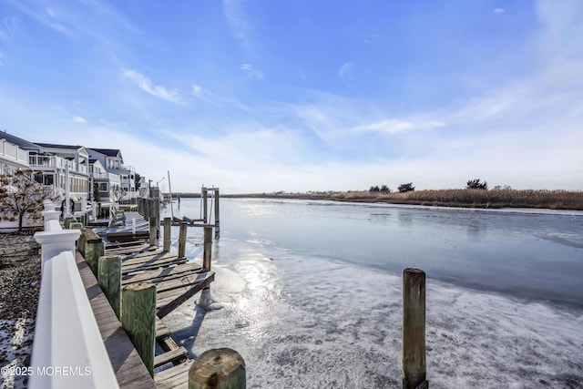 view of dock featuring a water view