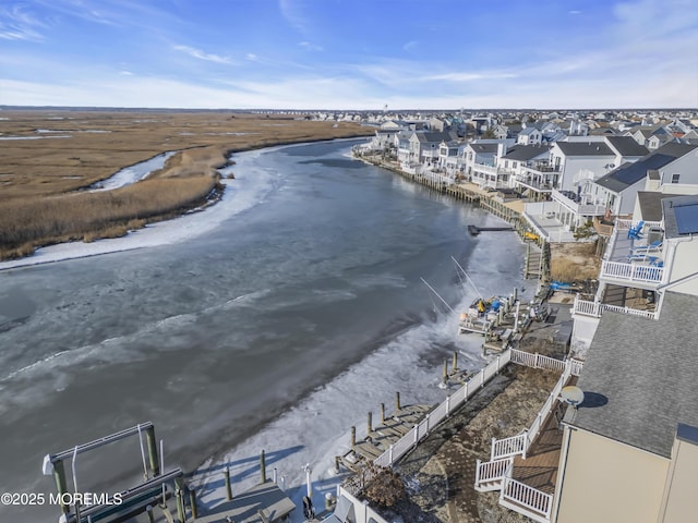 bird's eye view featuring a water view