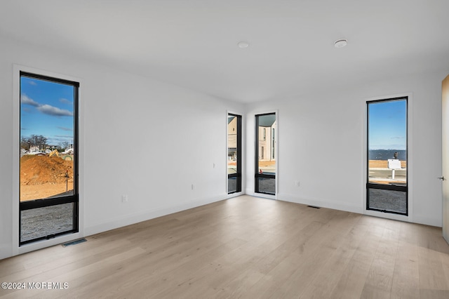 unfurnished room featuring light hardwood / wood-style flooring