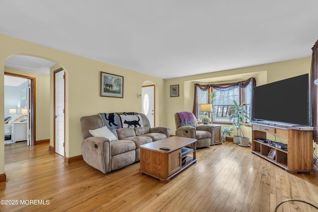 living room with light wood-type flooring