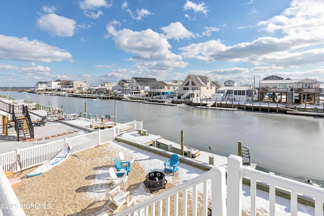 dock area featuring a water view