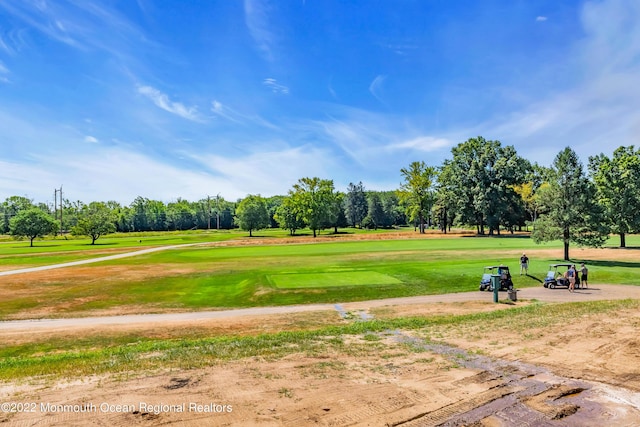 view of property's community with a lawn