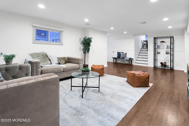 living room with wood-type flooring