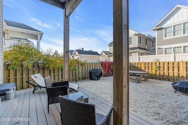 deck featuring grilling area