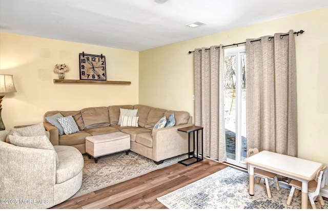 living room with hardwood / wood-style floors