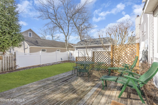 deck featuring a lawn