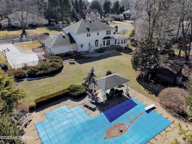 drone / aerial view with a residential view