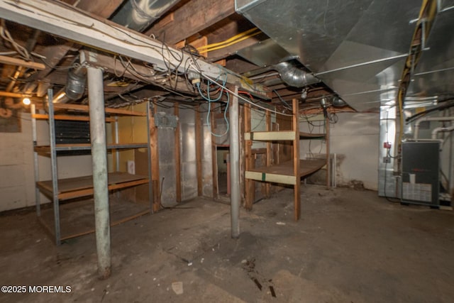 basement with heating unit