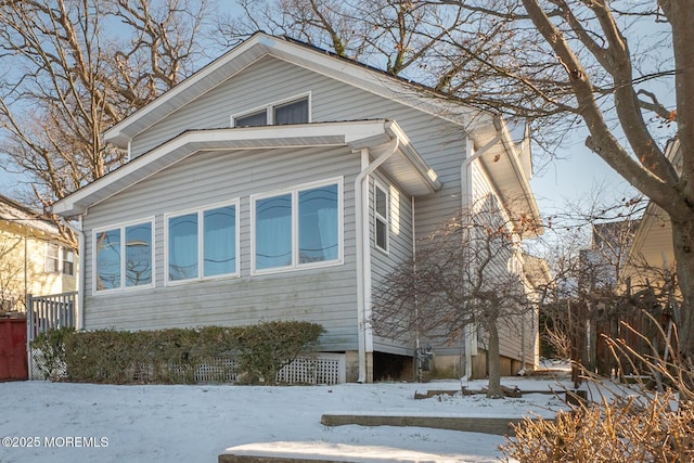 view of snow covered exterior