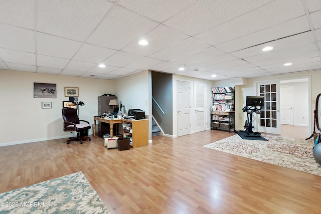 66 Banyan Blvd, Holmdel, NJ 07733 - office area with wood finished floors, a drop ceiling, and french doors