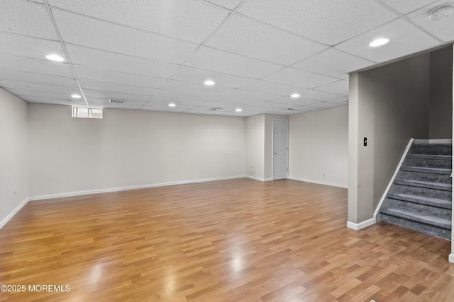 66 Banyan Blvd, Holmdel, NJ 07733 - below grade area with light wood-type flooring, stairs, and recessed lighting