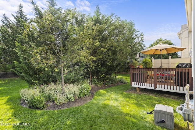 66 Banyan Blvd, Holmdel, NJ 07733 - view of grassy yard featuring a wooden deck