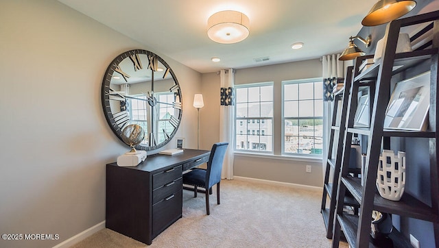 view of carpeted office space