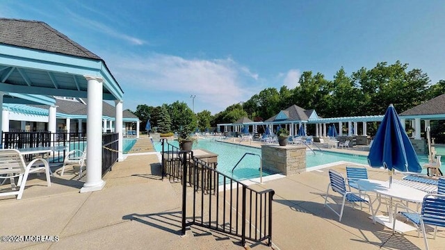 view of swimming pool with a patio