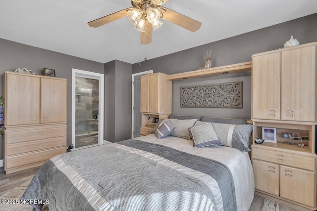 105 Geranium Ct, Toms River, NJ 08753 - bedroom with light wood-style flooring, ceiling fan, and ensuite bath