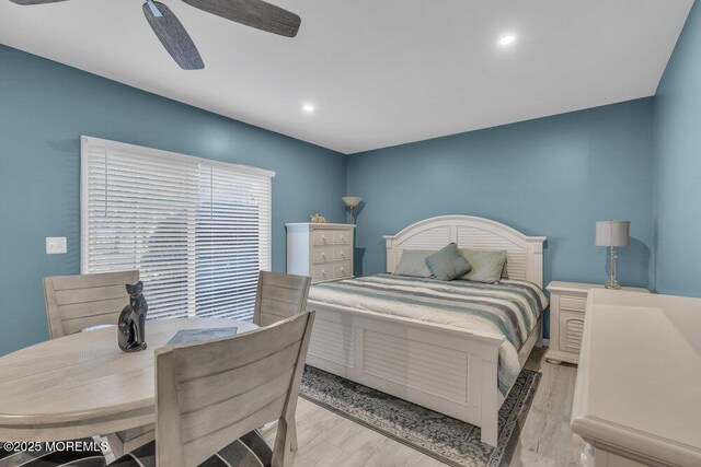 105 Geranium Ct, Toms River, NJ 08753 - bedroom with wood finished floors, a ceiling fan, and recessed lighting