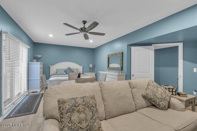105 Geranium Ct, Toms River, NJ 08753 - bedroom with wood finished floors, multiple windows, recessed lighting, and ceiling fan