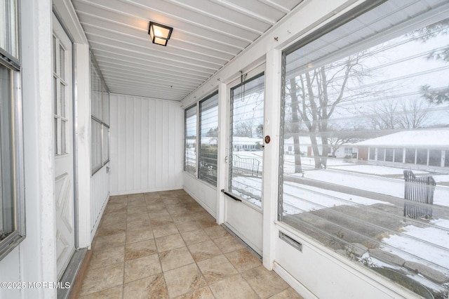 view of unfurnished sunroom