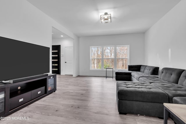 living room featuring light wood-type flooring