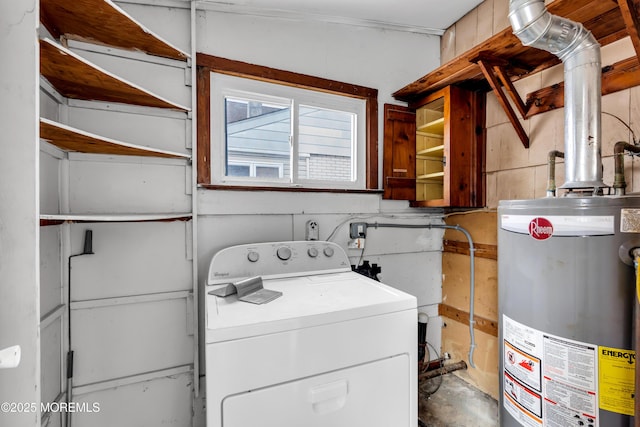 washroom featuring washer / dryer and water heater