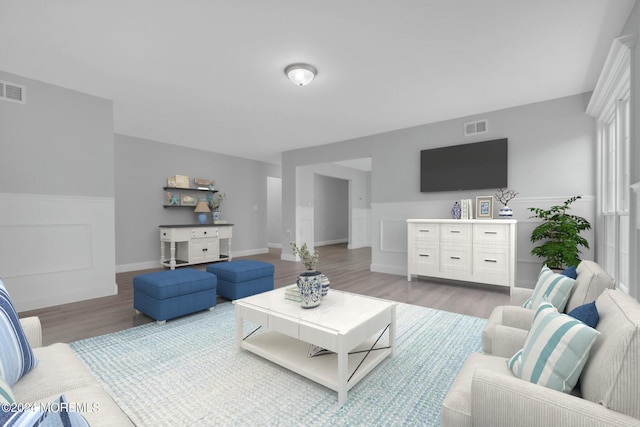 living room featuring light hardwood / wood-style floors